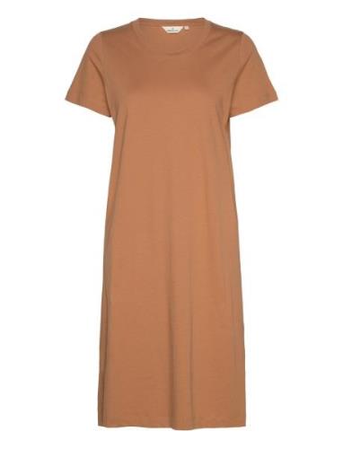 Rebekka Short Dress Gots Knelang Kjole Brown Basic Apparel