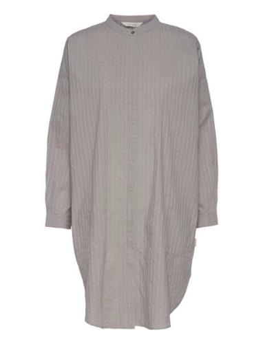 Oline Cotton Shirt Dress Knelang Kjole Silver Gai+Lisva