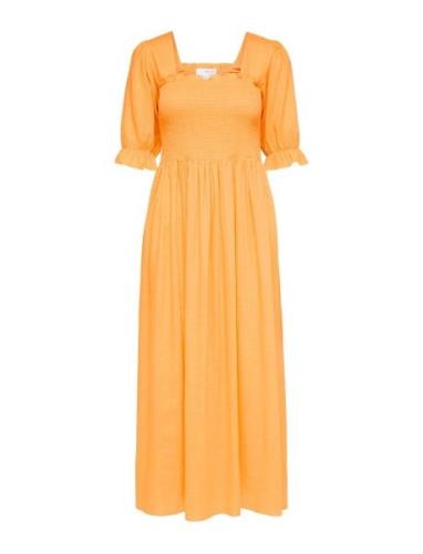 Slfjuana-Ulrikke 2/4 Smock Ankle Dress B Knelang Kjole Orange Selected...