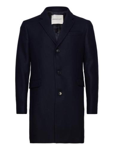 Classic Tailored Fit Wool Topcoat Ullfrakk Frakk Blue GANT