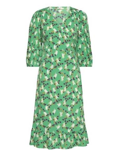 Onlolivia 3/4 Wrap Midi Dress Wvn Knelang Kjole Green ONLY