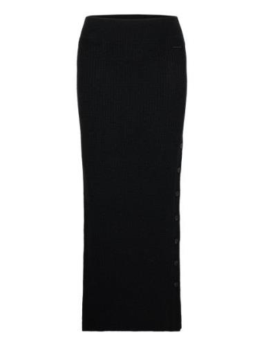 Recycled Wool Maxi Skirt Langt Skjørt Black Calvin Klein