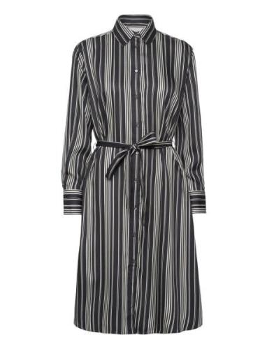 Rel Striped A-Line Shirt Dress Knelang Kjole Black GANT