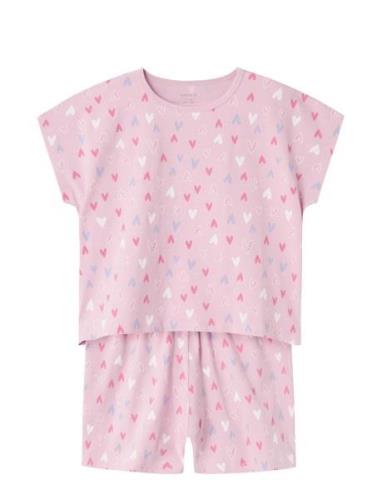 Nkfnightset Cap Pink Hearts Noos Pyjamas Sett Pink Name It