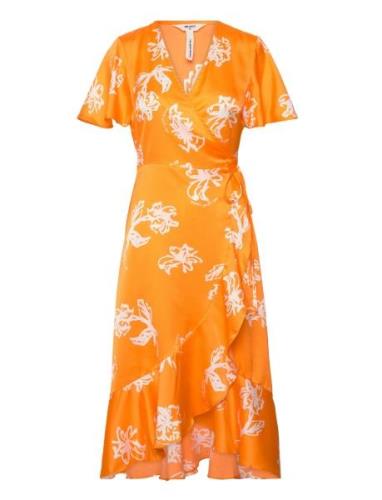 Objissy Papaya S/S Midi Wrap Dress 127 Knelang Kjole Orange Object