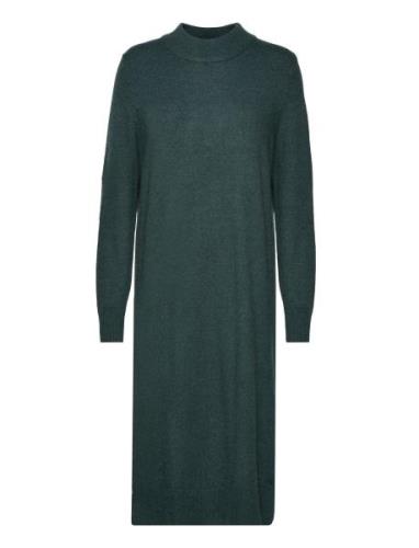 Viril Crew Neck L/S Midi Dress - Noos Knelang Kjole Green Vila