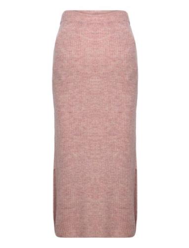 Mlisla Knit Midi Skirt Hw Knelangt Skjørt Pink Mamalicious