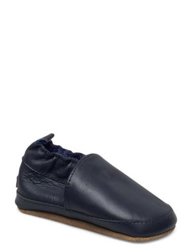 Leather Shoe - Loafer Tøfler Innesko Blue Melton