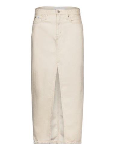 Front Split Maxi Denim Skirt Langt Skjørt Cream Calvin Klein Jeans