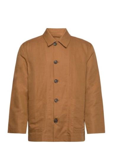 Cotton Linen Jacket Tynn Jakke Brown GANT