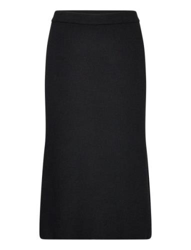 Vicomfy A-Line Knit Skirt- Noos Knelangt Skjørt Black Vila