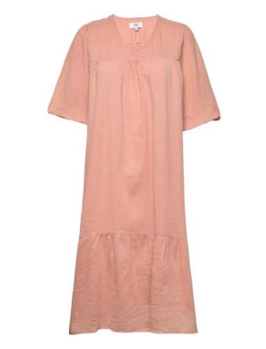 Dress Short Sleeve Knelang Kjole Pink Noa Noa