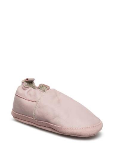 Solid Leather Slippers Tøfler Innesko Pink Melton