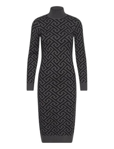 Vmaria Ls High-Neck Calf Dress Rep Knelang Kjole Black Vero Moda