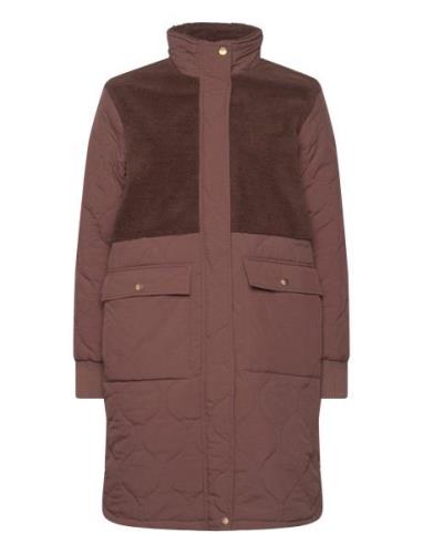 Hollie W Long Quilted Jacket Vattert Jakke Brown Weather Report