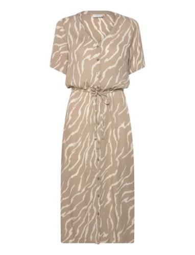 Katara Amber Dress Knelang Kjole Beige Kaffe