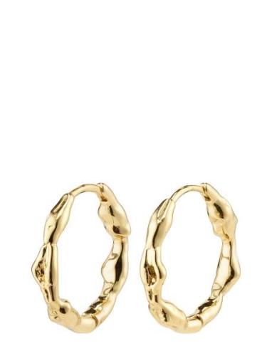 Zion Recycled Organic Shaped Medium Hoops Gold-Plated Accessories Jewe...