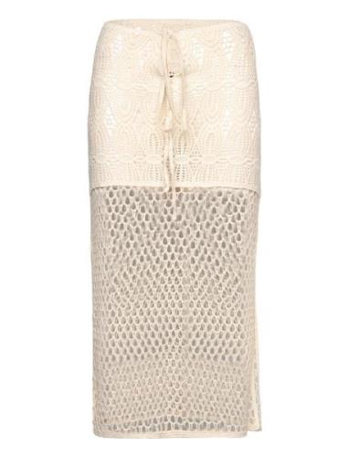 Onlflorence Crochet Skirt Knelangt Skjørt Cream ONLY