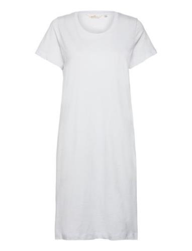 Rebekka Short Dress Gots Knelang Kjole White Basic Apparel