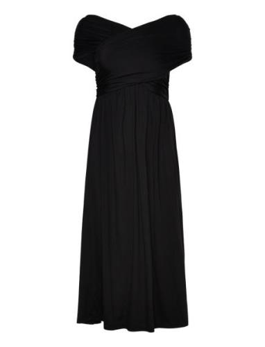 Cupro Dress Knelang Kjole Black Rosemunde
