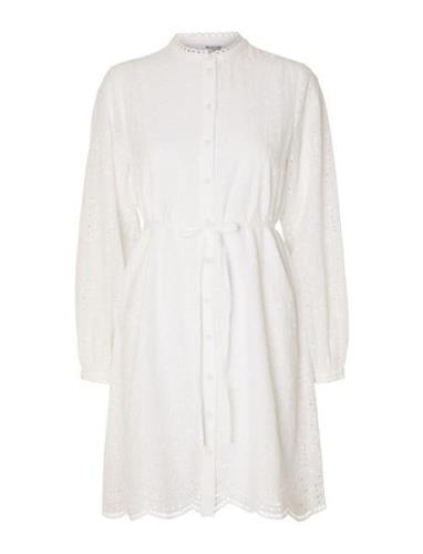 Slftatiana Ls Short Embr Dress Noos Kort Kjole White Selected Femme
