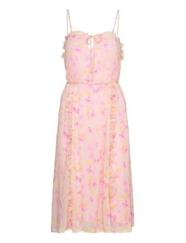 Recycled Chiffon Strap Dress Knelang Kjole Pink Rosemunde