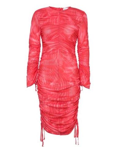Ls Dress W. Ruffles Knelang Kjole Red Cannari Concept