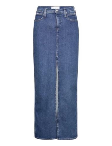 Front Split Midi Denim Skirt Langt Skjørt Blue Calvin Klein Jeans