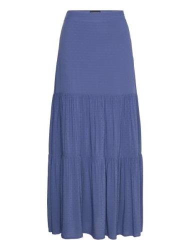Melissa Dobby Viscose Maxi Skirt Langt Skjørt Blue Lexington Clothing