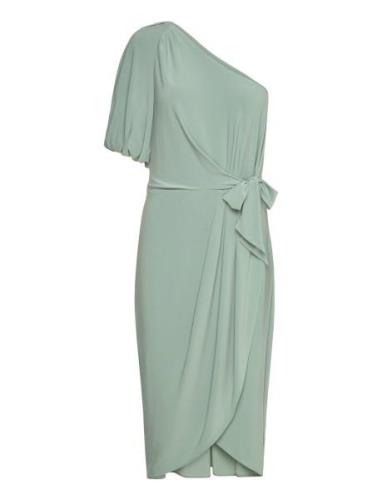 Jersey Tie-Waist Balloon-Sleeve Dress Knelang Kjole Green Lauren Ralph...