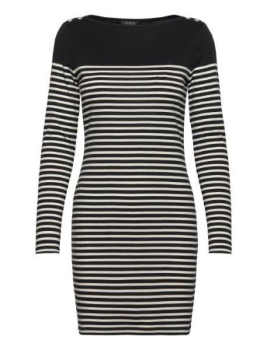 Striped Cotton Boatneck Dress Kort Kjole Black Lauren Ralph Lauren
