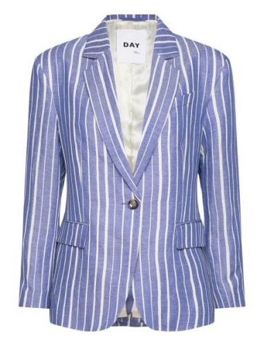 Allen - Linen Stripe Blazers Single Breasted Blazers Blue Day Birger E...