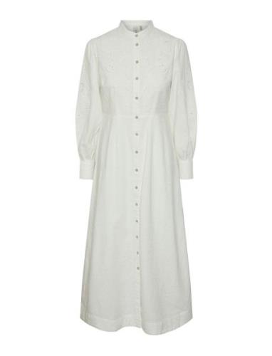 Yasmia Ls Long Dress S. Knelang Kjole White YAS