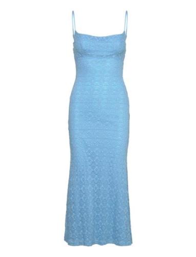 Adoni Mesh Midi Dress Knelang Kjole Blue Bardot