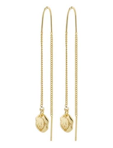 Jola Recycled Long Chain Earrings Øredobber Smykker Gold Pilgrim