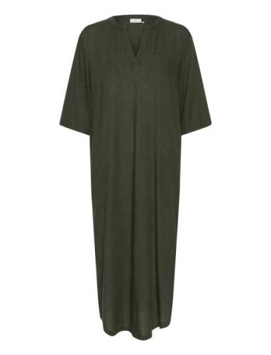 Kamilia Kaftan Dress Knelang Kjole Khaki Green Kaffe