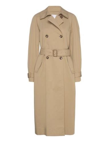 Double-Breasted Cotton Trench Coat Trench Coat Kåpe Beige Mango