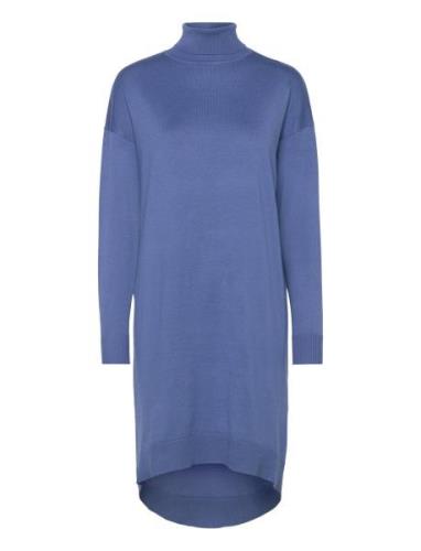 Srlea Rollneck Dress Knit Knelang Kjole Blue Soft Rebels