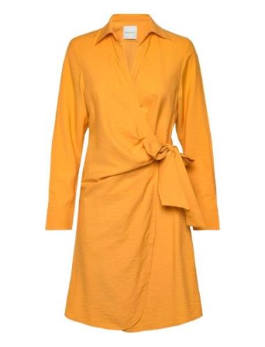 Slim Wrap Shirt Dress Knelang Kjole Yellow GANT