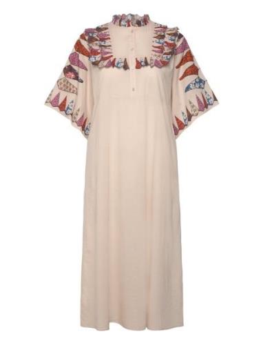 Peytonll Midi Dress 3/4 Knelang Kjole Beige Lollys Laundry