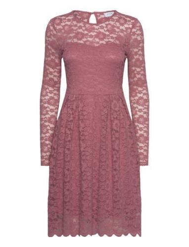 Vikalila L/S Lace Dress - Noos Knelang Kjole Pink Vila