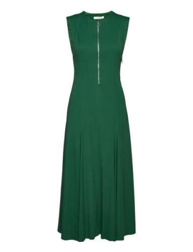 Long Midi Length Zipped Dress Knelang Kjole Green IVY OAK