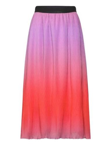 Plissé Skirt In Dip Dye Knelangt Skjørt Pink Coster Copenhagen