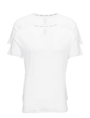 2P S/S V Neck Tops T-shirts Short-sleeved White Calvin Klein