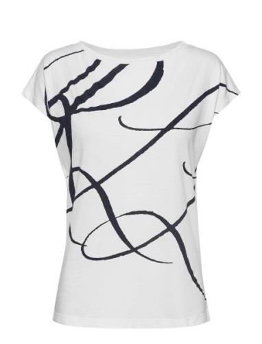 Logo-Print Cotton-Blend Top Tops T-shirts & Tops Short-sleeved White L...