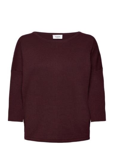 A2561, Milasz R-Neck Pullover Tops Knitwear Jumpers Burgundy Saint Tro...