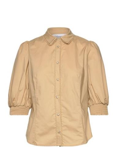 Chillykb Blouse Tops Shirts Short-sleeved Beige Karen By Simonsen