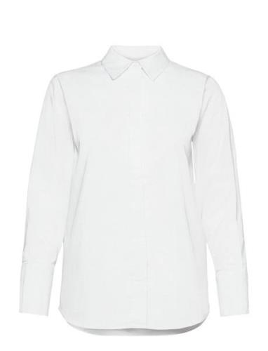 Lr-Isla Solid Tops Shirts Long-sleeved White Levete Room