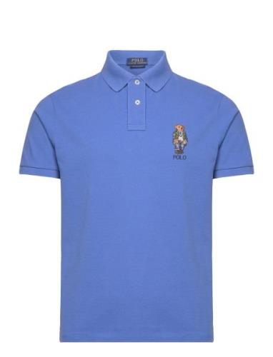 Custom Slim Polo Bear Mesh Polo Shirt Tops Polos Short-sleeved Blue Po...