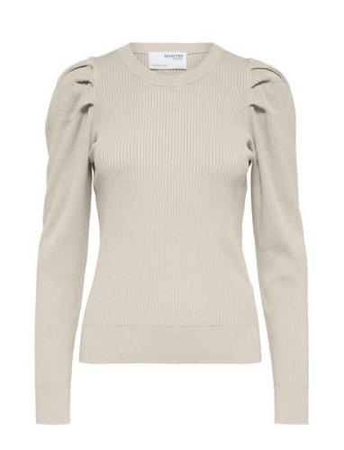 Slfisla Ls Knit O-Neck M Tops Knitwear Jumpers Cream Selected Femme